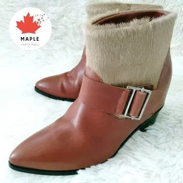 [인기] 펠리코 써니 숏부츠 벨트 절개 브라운 37