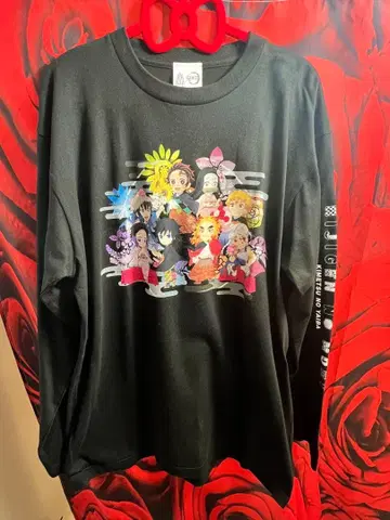 니지겐노모리 x 귀멸의 칼날 롱 티셔츠 블랙 L 사이즈