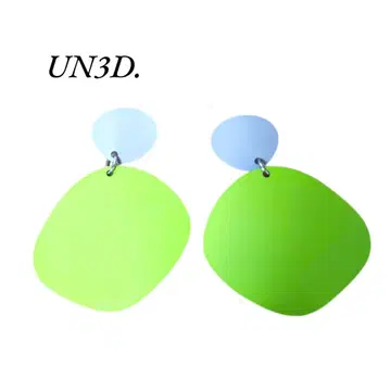 UN3D. 더블 서클 컬러 귀걸이 라임