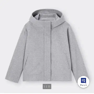 니트 멜톤 숏 후디 코트 그레이