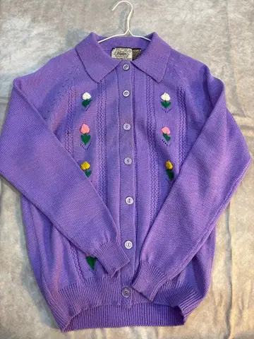 Eileen 꽃 자수 퍼플 가디건 42