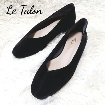 Le Talon 스웨이드 플랫슈즈 블랙 23cm