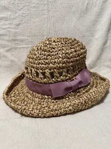 CA4LA 밀짚모자 퍼플 리본