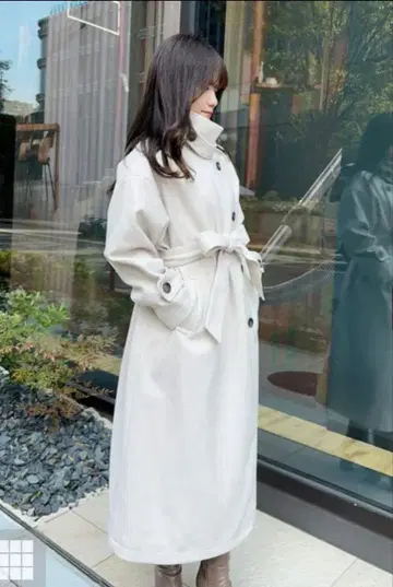 스탠드 카라 롱 코트 GRL