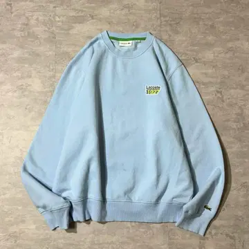 LACOSTE 러버 로고 맨투맨 스카이블루 자수 로고 라코스테