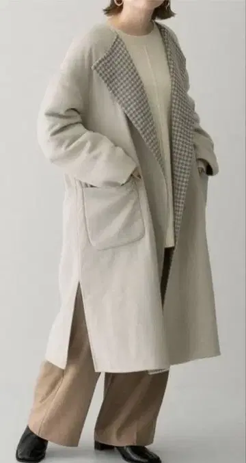 어반 리서치 하운드투스 체크 노카라 리버 코트