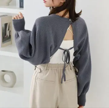 [택 포함 미사용 새상품] 멀티way 리브 니트 볼레로 가디건 Black