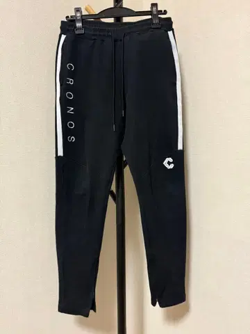 CRONOS 블랙 조거 팬츠 사이드 스트라이프 크로노스
