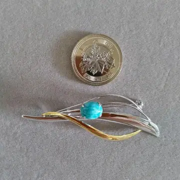 천연 라리마 실버&골드 브로치