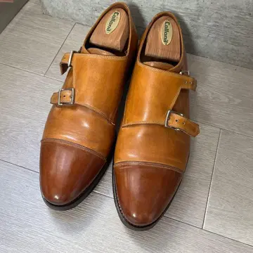 브라운 더블 몽크 스트랩 신발