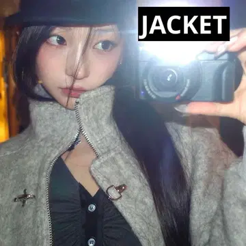 GRAY THEREDTHREAD CLASP BALLOON BLOUSON