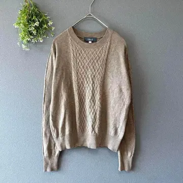 샤인 코디 [M] 고급 내추럴 포인트 케이블 짜임 긴팔 크루넥 니트