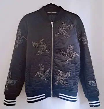 블랙 블루종 자수 스카잔 퀼팅 자켓 ZARA MAN