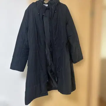 FILA 블랙 롱 코트 후드 부착