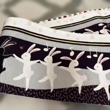 wakka 토끼 패턴 반폭 오비 음표 디자인 와카