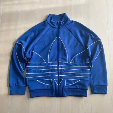 adidas 파랑 스트라이프 집업 저지 S 사이즈