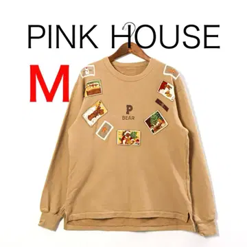 H4043-41 핑크하우스 베어 패치워크 맨투맨 트레이닝복 Y2K