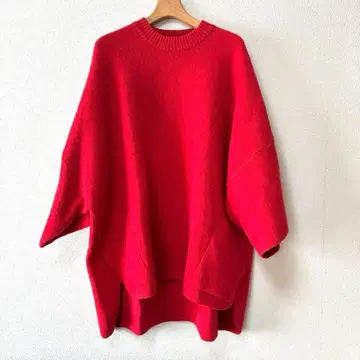 [ SLOBE citron ] 오버 사이즈 빨간색 니트 스웨터 반팔