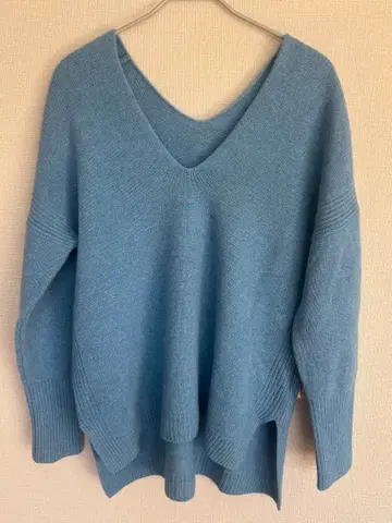 FRAMeWORK 울 캐시미어 V넥 니트 스카이블루 F