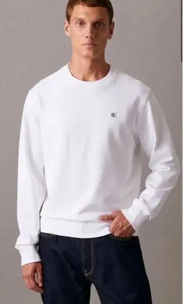 택 포함 새상품 캘빈 클라인 진스 화이트 맨투맨
