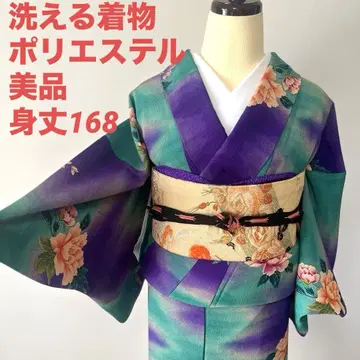 a-05 워셔블 기모노 폴리에스테르 코몬 앤티크풍 새상품급 톨 사이즈