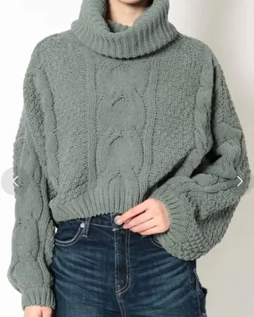 GYDA 케이블 니트 TOPS 터틀넥