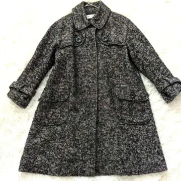 HIROKO KOSHINO 헤링본 무늬 체스터 코트 그레이 계열 M