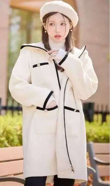 rady 바이컬러 후디 코트 후드티