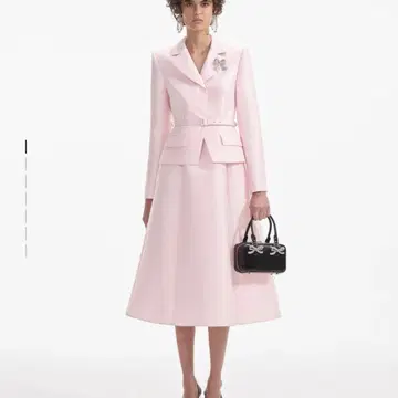 self portrait 새상품 핑크 타프타 미디 드레스 셋업