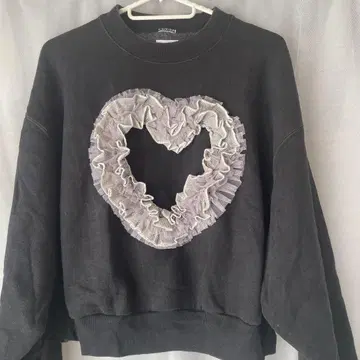 Remade by spins 블랙 하트 맨투맨 구제 의류