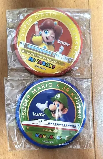 슈퍼 마리오 JR 규슈 캔뱃지 데이지 루이지 1