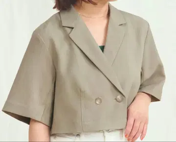 [ COHINA ] 린넨 라이크 크롭 자켓 그레이지