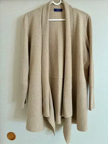 HERS 하즈 캐시미어 100% 베이지 롱 가디건