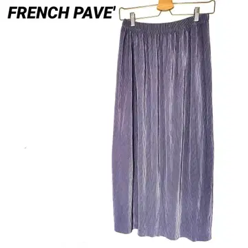 3661K 프렌치 파베 플리츠 스커트 연보라 롱 기장 백 슬릿 안감