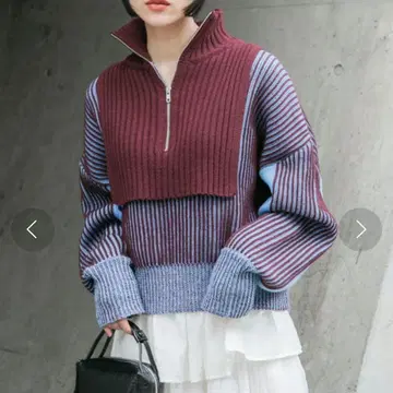 KBF 하프 ZIP 니트 보르도 블루