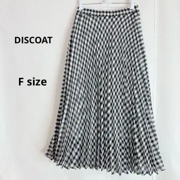 DISCOAT 디스코트 체크 무늬 플리츠 롱 스커트 F 블랙