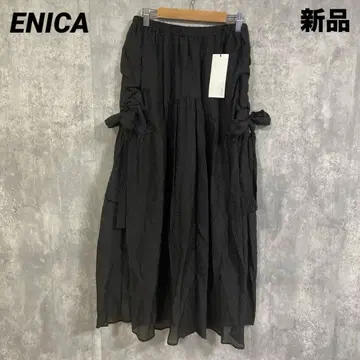 [택 포함 새상품] ENICA 에니카 시어 사이드 리본 스커트 블랙 38