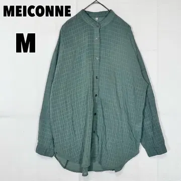 MEICONNE 메이콘 (M) 노카라 체크 무늬 셔츠