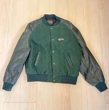 바시티 자켓 M 캐나다제 가죽 슬리브 울 자켓 구제 의류 Symax