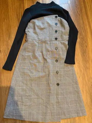 LOVELESS 러블레스 체크 원피스 블랙 브라운 34