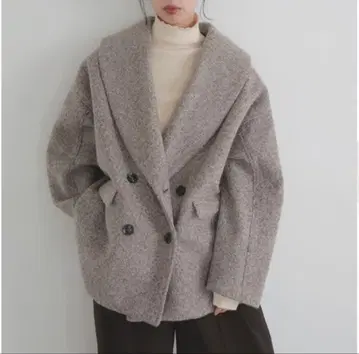 LIAN 리안 숄카라 컬 샤기 코트