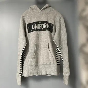 유니폼 익스페리먼트 그레이 후드티 후드 부착
