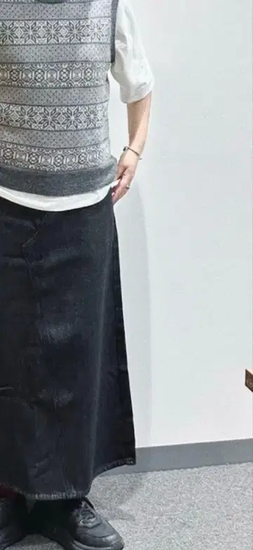 MUJI 시착만 한 상품 새상품급 다크 데님 롱 스커트