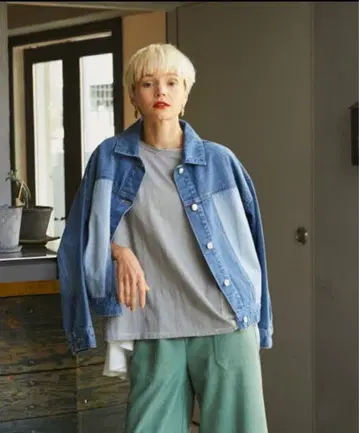 자켓 G [ FURRY ] 데님 바이컬러 핀턱 G