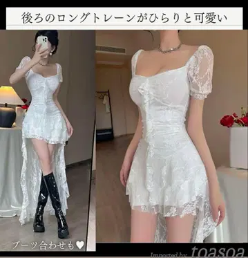 화이트 레이스 미니 원피스 반팔