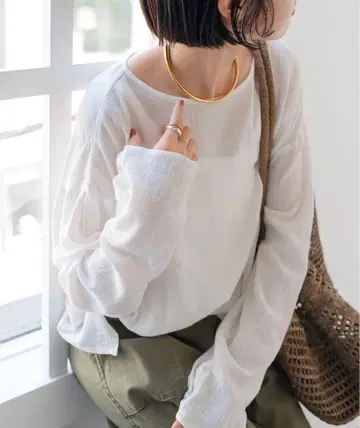 미사용급 Spick&span 코튼 루즈 풀오버 화이트 F