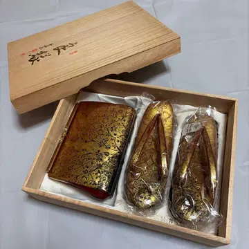 [ 새상품급 미사용 ] 일본 정통의상 소품 백 조리 2세트 골드 L사이즈