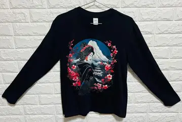 inkrech.ch 일본풍 패턴 긴팔 셔츠 U넥 셔츠 벚꽃 패턴