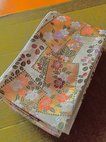 꽃무늬 자수 골드 컬러 고급 후쿠로 오비