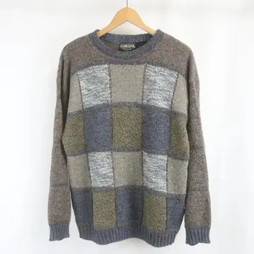 이탈리아제 CORTINA 울 보더 패널 절개 니트 스웨터 L